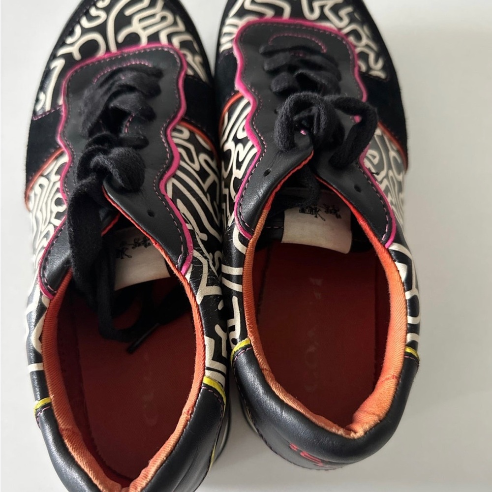 COACH x Keith Haring Leather Black Pink White Sneakers Limited Edition - Picture 8 of 16